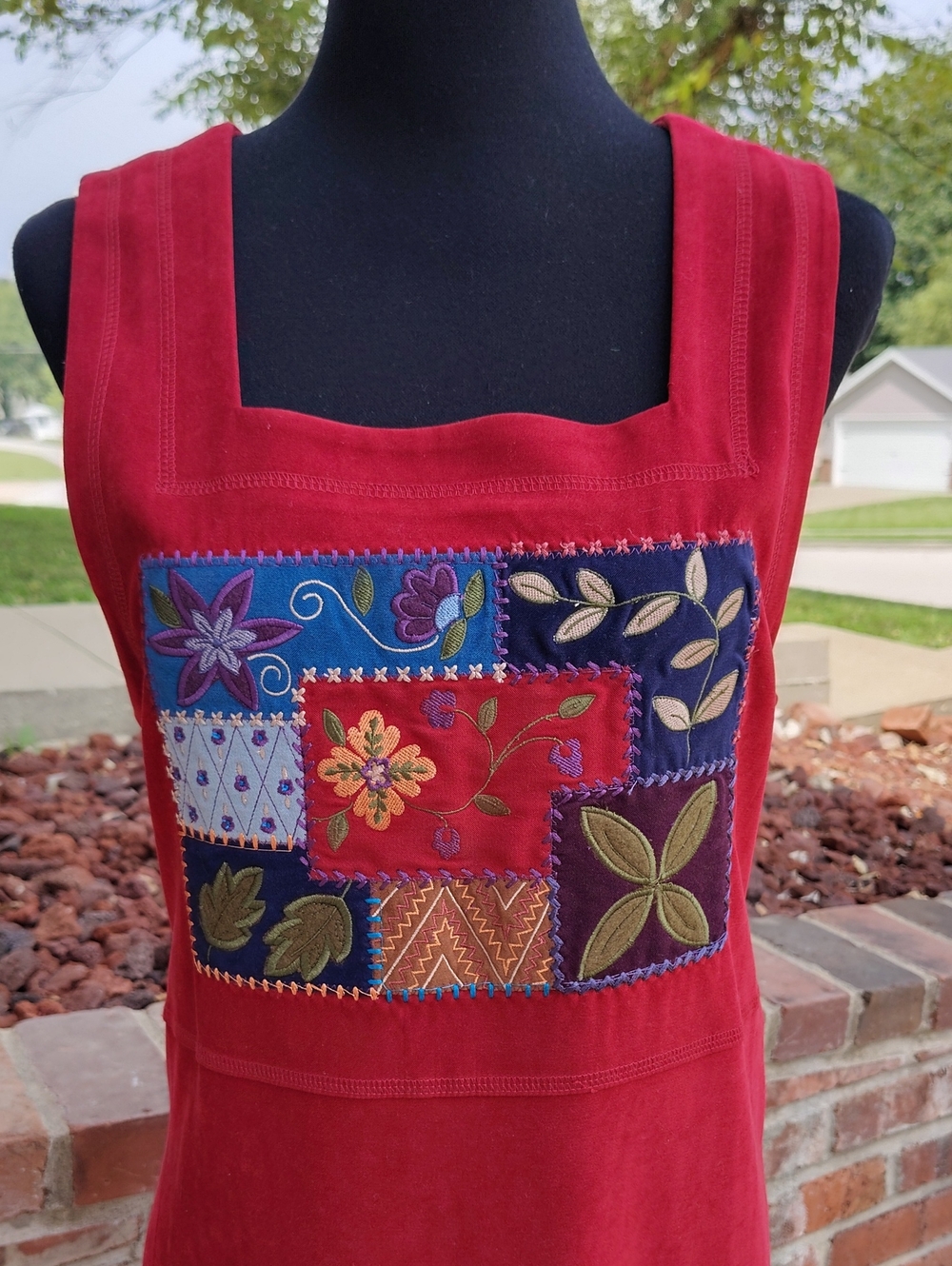 Vintage Amanda Smith Patchwork Floral Square Neck Midi Dress Size M 90s Cottage - Picture 3 of 13